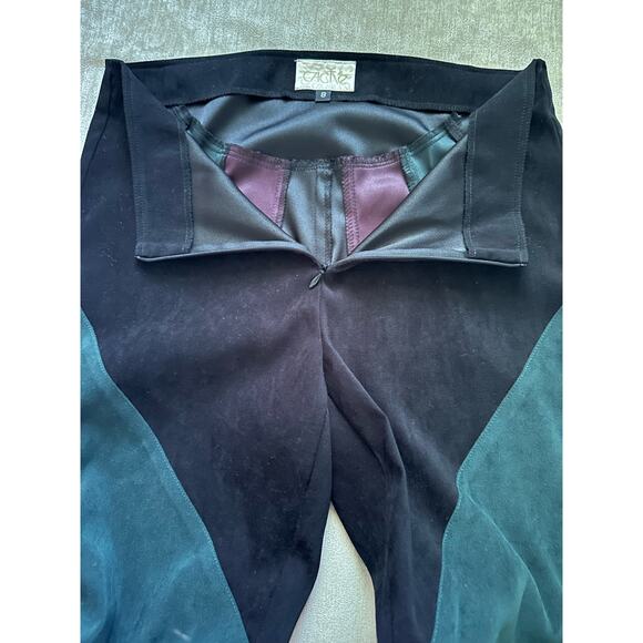 Cache micro Suede Pants black green maroon retro quilt formal party Y2K rare - Picture 16 of 16